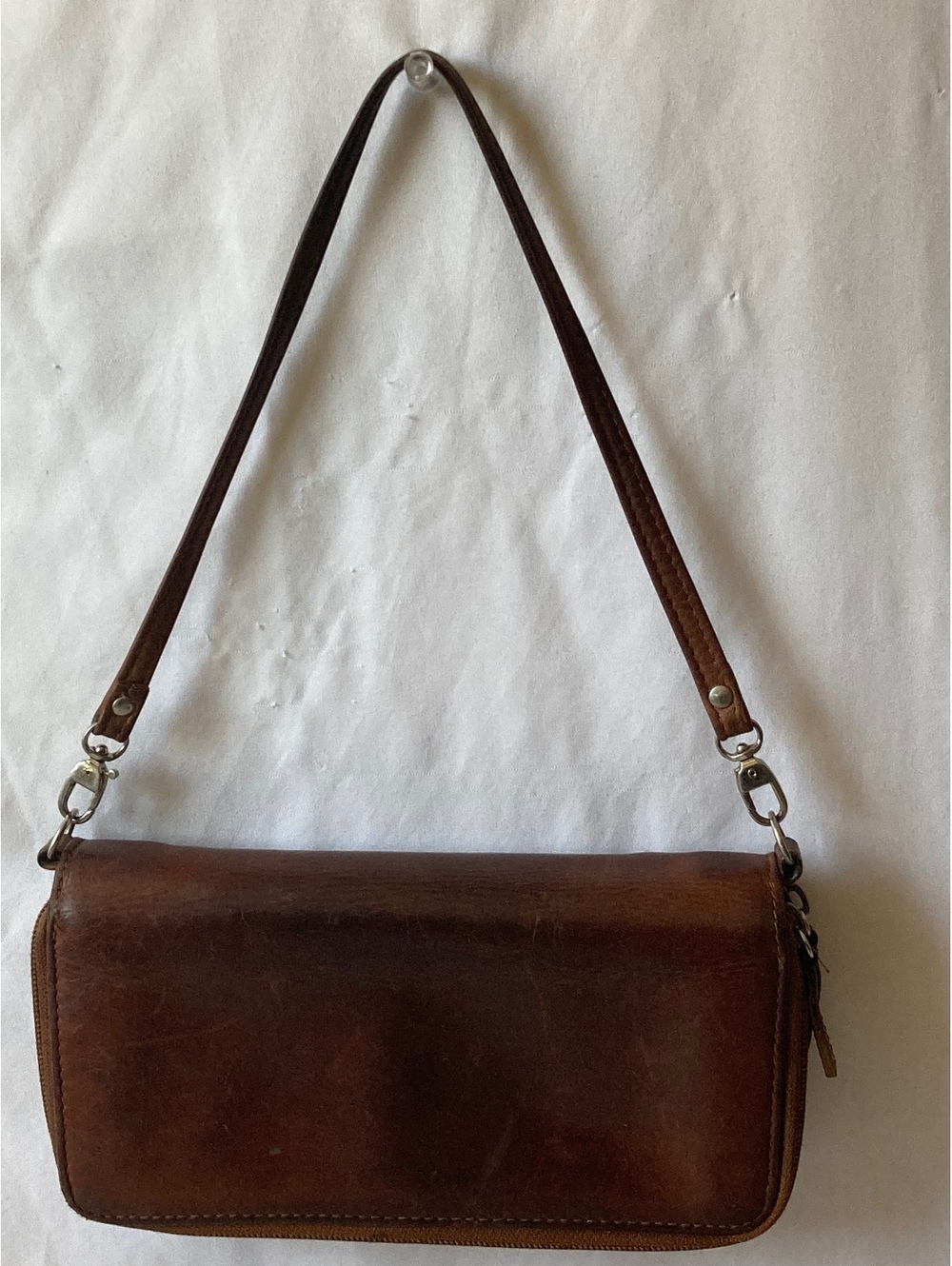 Wilsons Leather Brown Leather Organizer Shoulder Bag Wallet Purse
